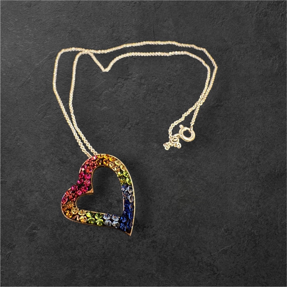 Rainbow Heart Pendant Necklace